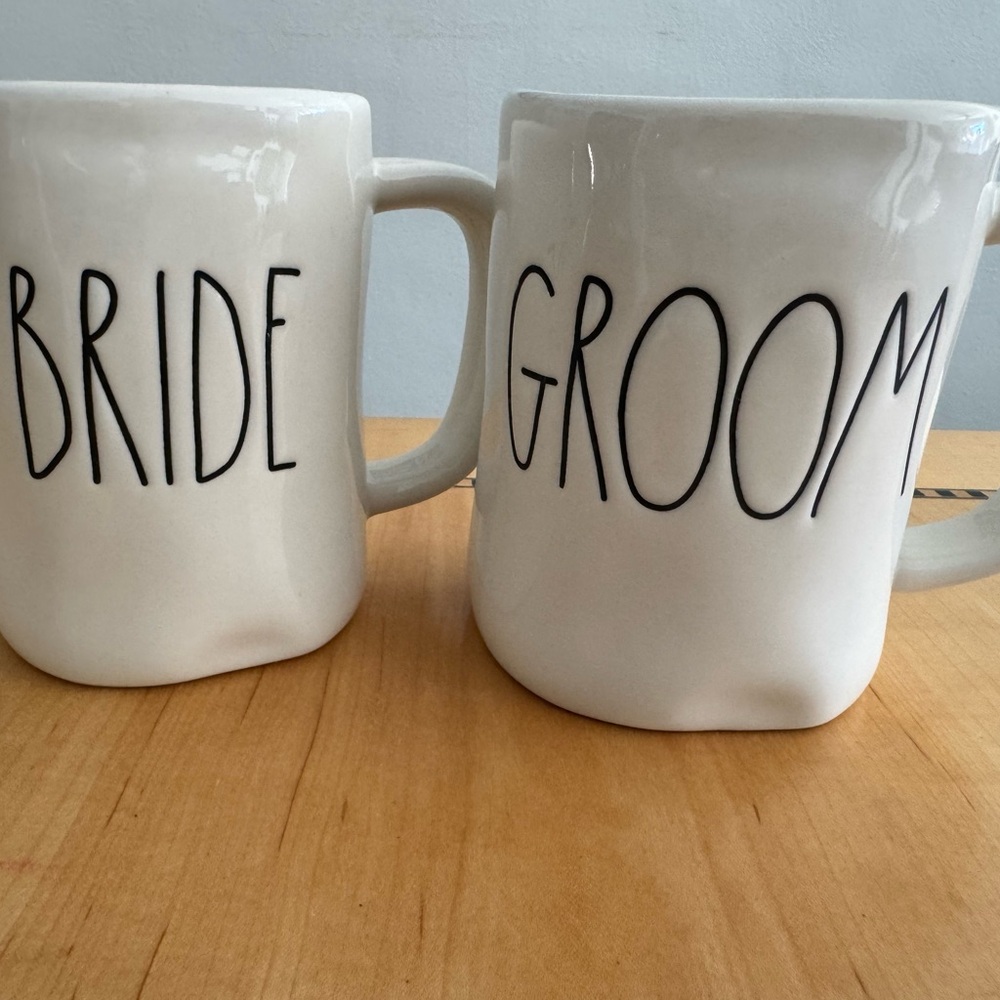 Rae Dunn White Bride and Groom Mug Set